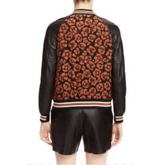 NWT Coach black & brown leather bomber jacket - Picture 5 of 12